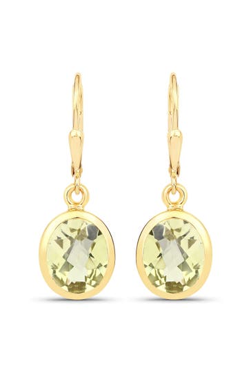 VIRA JEWELS Ohrringe 925-Sterling Silber vergoldet Glänzend Lemon Quarz grün gelb