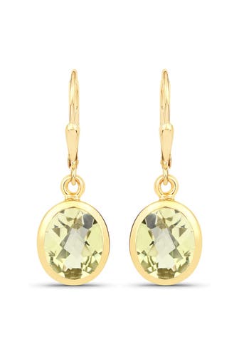 VIRA JEWELS Ohrringe 925-Sterling Silber vergoldet Glänzend Lemon Quarz grün gelb