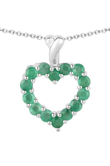 VIRA JEWELS Kette 925 Sterling Silber rhodiniert Smaragd silber