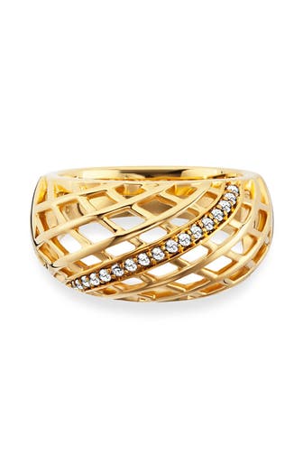 CAI Ring 925/- Sterling Silber vergoldet Topas Gitterstruktur