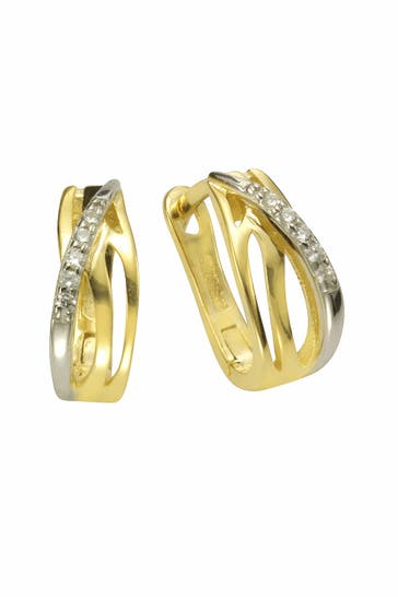 ZEEME Ohrringe Silber 925 vergoldet mit 10x Zirkonia weiß gelb