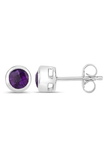 VIRA JEWELS Ohrringe 925-Sterling Silber rhodiniert glänzend Amethyst violett rund silber
