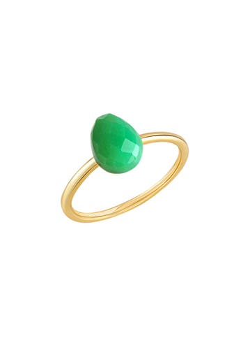 JAMELLI Ring Silber 925 vergoldet mit echtem Chrysopras 8x6mm