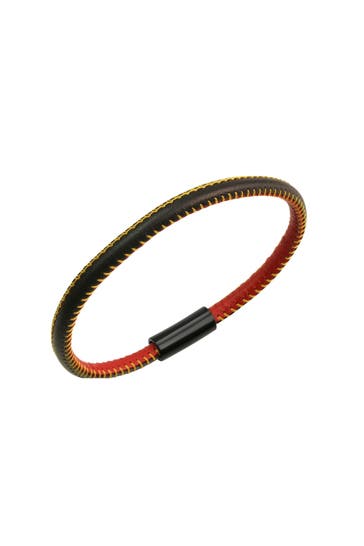ZEEME Armband echt Leder mit Deutschland-Farben 19cm mehrfarbig