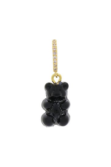 FASHIONBOX Charm vergoldet Gummibär schwarz Zirkonia weiss