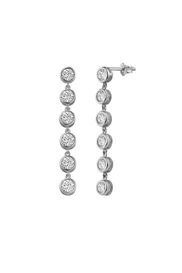 DKENIZ Ohrringe 925/- Sterling Silber rhodiniert Glänzend 5cm Zirkonia Weiß silber