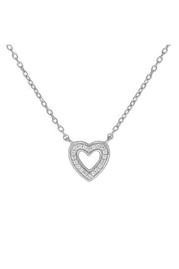 ZEEME Kette Silber 925 rhodiniert 42+5cm lang mit Herz-Motiv silber