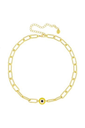 FASHIONBOX Kette Messing vergoldet mittig Auge gelb gelb