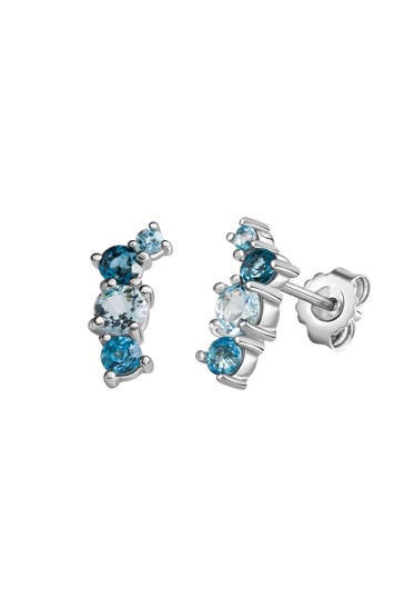 ZEEME Ohrringe Silber 925 rhodiniert mit Blautopas (beh.) silber