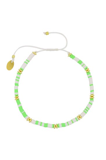 FASHIONBOX Fußkette Vinylplättchen grün multicolor vergoldet