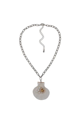 STEUER Kette Metall glanz Glasstein weiß silber