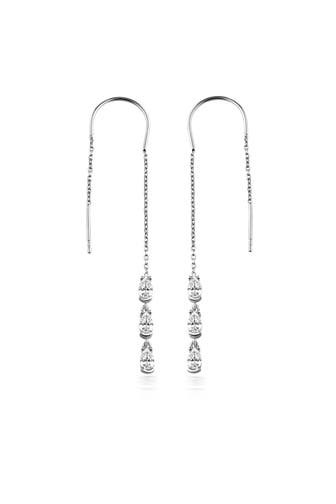 DKENIZ Ohrringe 925/- Sterling Silber rhodiniert Glänzend 8cm Zirkonia Weiß silber