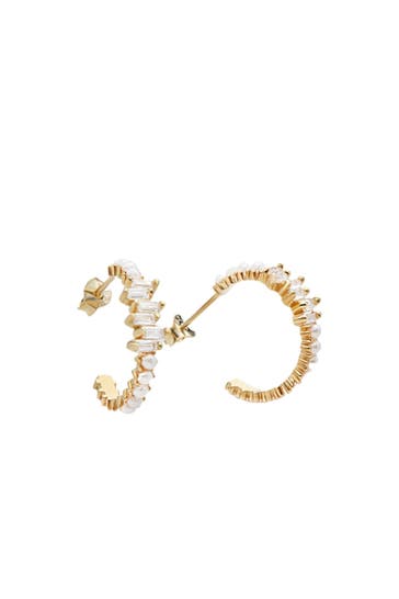 DKENIZ Ohrringe 925-Sterling Silber vergoldet Glänzend 1,8cm Zirkonia weiß gelb