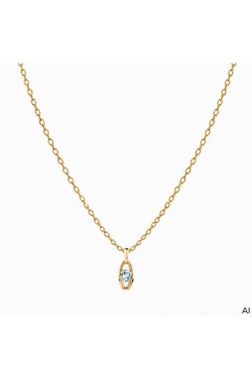 FASCINATION BY ELLEN K. Kette 375 Gold Gelb Sky Blue Topas Offen Oval Anhänger mit Ankerkette 42 cm gelb