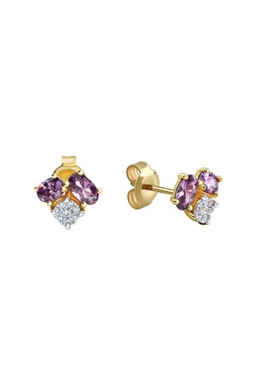 FASCINATION BY ELLEN K. Ohrringe Gold 375 Amethyst + Zirkonia gelb