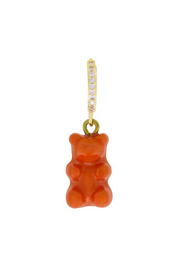 FASHIONBOX Ohrringe vergoldet Gummibär rotbraun Zirkonia weiss braun