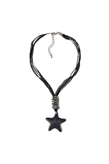 STEUER Kette Metall Stern Textilband schwarz