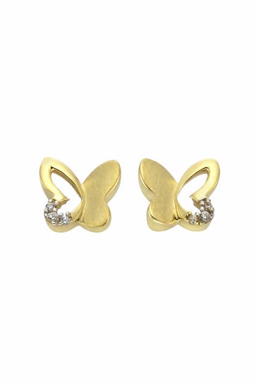 ZEEME Ohrringe 333 Gold zweifarbig Schmetterling