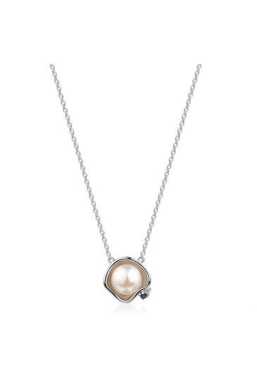 ZEEME Kette 925/- Sterling Silber Perle und Saphir silber