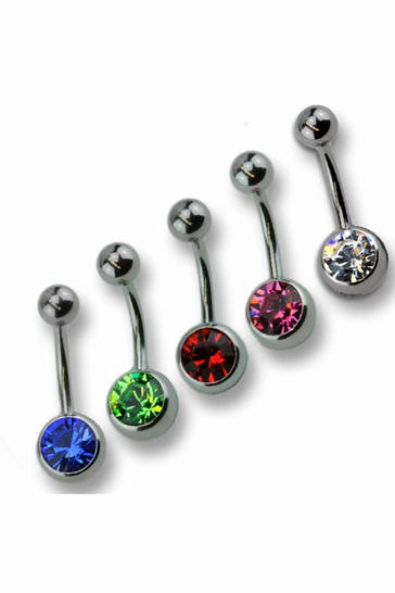 ZEEME Schmuckset Piercing Set 316l CHS Stahl Kristall grau