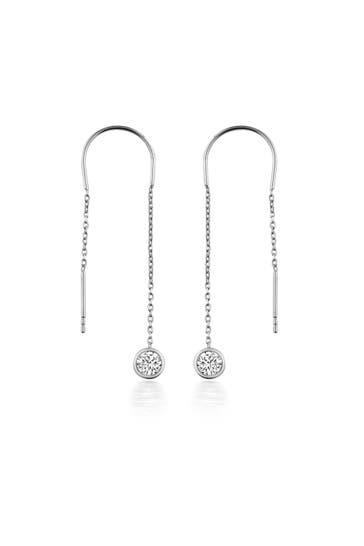 DKENIZ Ohrringe 925/- Sterling Silber rhodiniert Glänzend 8cm Zirkonia Weiß silber