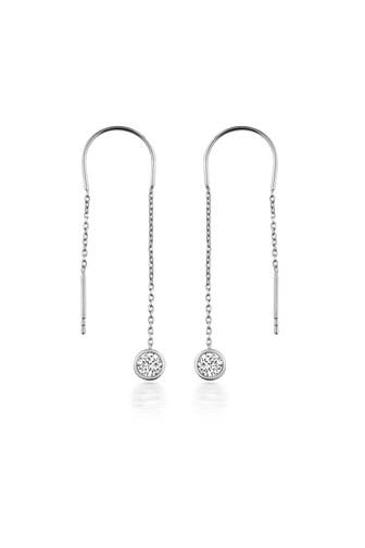 DKENIZ Ohrringe 925/- Sterling Silber rhodiniert Glänzend 8cm Zirkonia Weiß silber