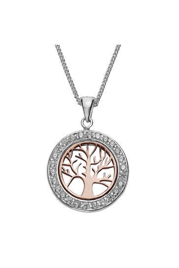 ZEEME Kette Silber 925 zweifarbig mit Lebensbaum-Motiv mehrfarbig