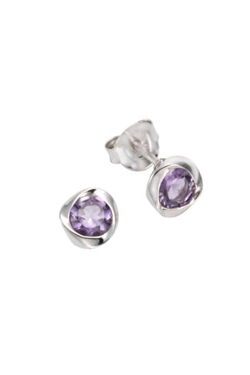 ZEEME Ohrringe Silber 925 rhodiniert mit echtem Amethyst silber