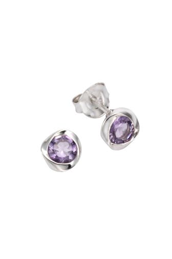 ZEEME Ohrringe Silber 925 rhodiniert mit echtem Amethyst silber