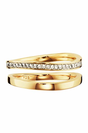 CAI Ring 925 Sterling Silber gelb vergoldet Topas