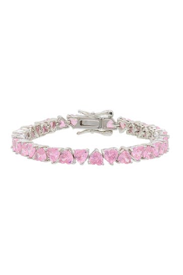 FASHIONBOX Armband Messing  rhodiniert mit Zirkonia pink 17 cm pink