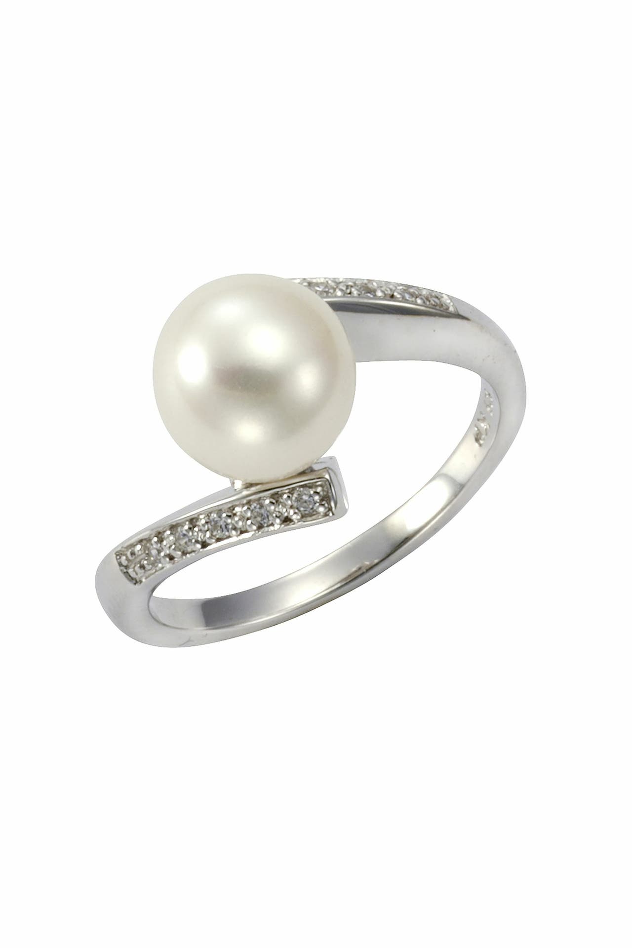 ZEEME Ring 925 Sterling Silber Perle weiß mit Zirkonia silber, Bild 1