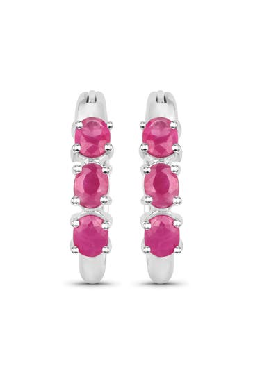 VIRA JEWELS Ohrringe Silber 925 rhodiniert mit 6 natürlichen Rubinen silber