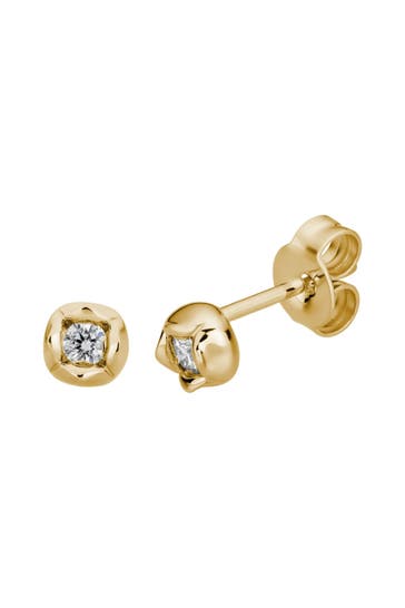 LYOMI Ohrringe 585/- Gelbgold Blüte 2 synth. Diam. 0,10 ct. gelb