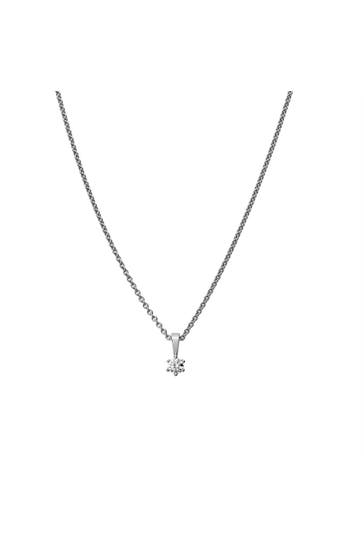 LYOMI Kette 585/- Weißgold 1 synth. Diam. 0,10 ct. silber