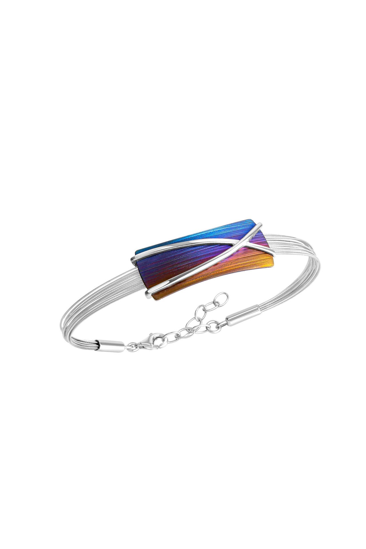ZEEME Armband Edelstahl mit Titan mehrfarbig 17+3cm lang silber, Bild 1