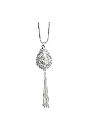 STEUER Kette Metal Diamantiert Glasstein weiß silber