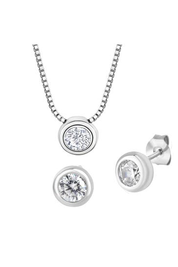 ZEEME Schmuckset 925 Sterling Silber Zirkonia silber