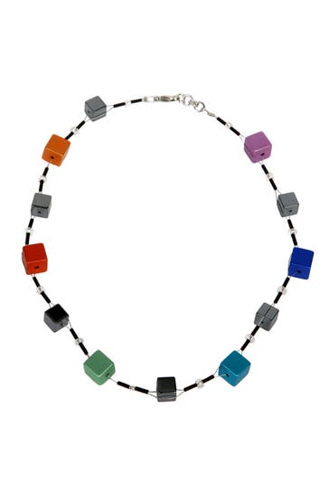 DEMARIE Kette Edelstahl Aluminium Hämitit Kristall mehrfarbig mehrfarbig