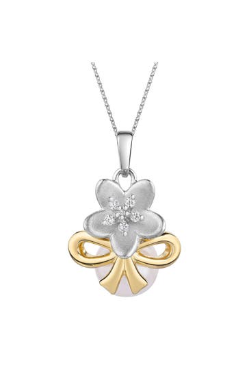 CELESTA Kette 925/- Sterling Silber zweifarbig Perle gelb