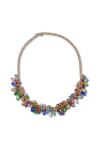 STEUER Kette Collier mit bunter Glaszierde gelb