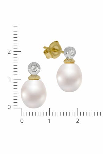 ZEEME Ohrringe 925 Silber zweifarbig Perle weiß gelb