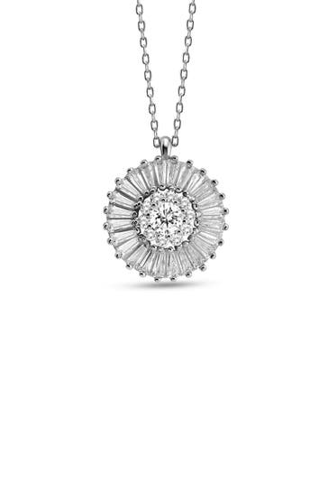 DKENIZ Kette 925/- Sterling Silber rhodiniert Zirkonia Sun silber