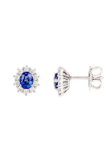 LEIS Ohrringe 925/- Sterling Silber rhodiniert Saphir und Zirkonia silber
