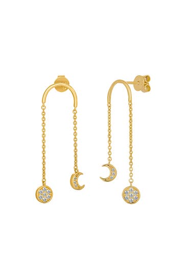 CAI Ohrringe 925 Silber vergoldet Anhänger Mondphasen Zirkonia gelb