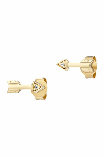 CAI Ohrringe 925/- Sterling Silber vergoldet Zirkonia Pfeile gelb