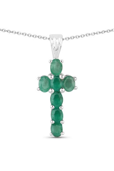 VIRA JEWELS Kette 925-Sterling Silber rhodiniert Glänzend  Smaragd grün silber