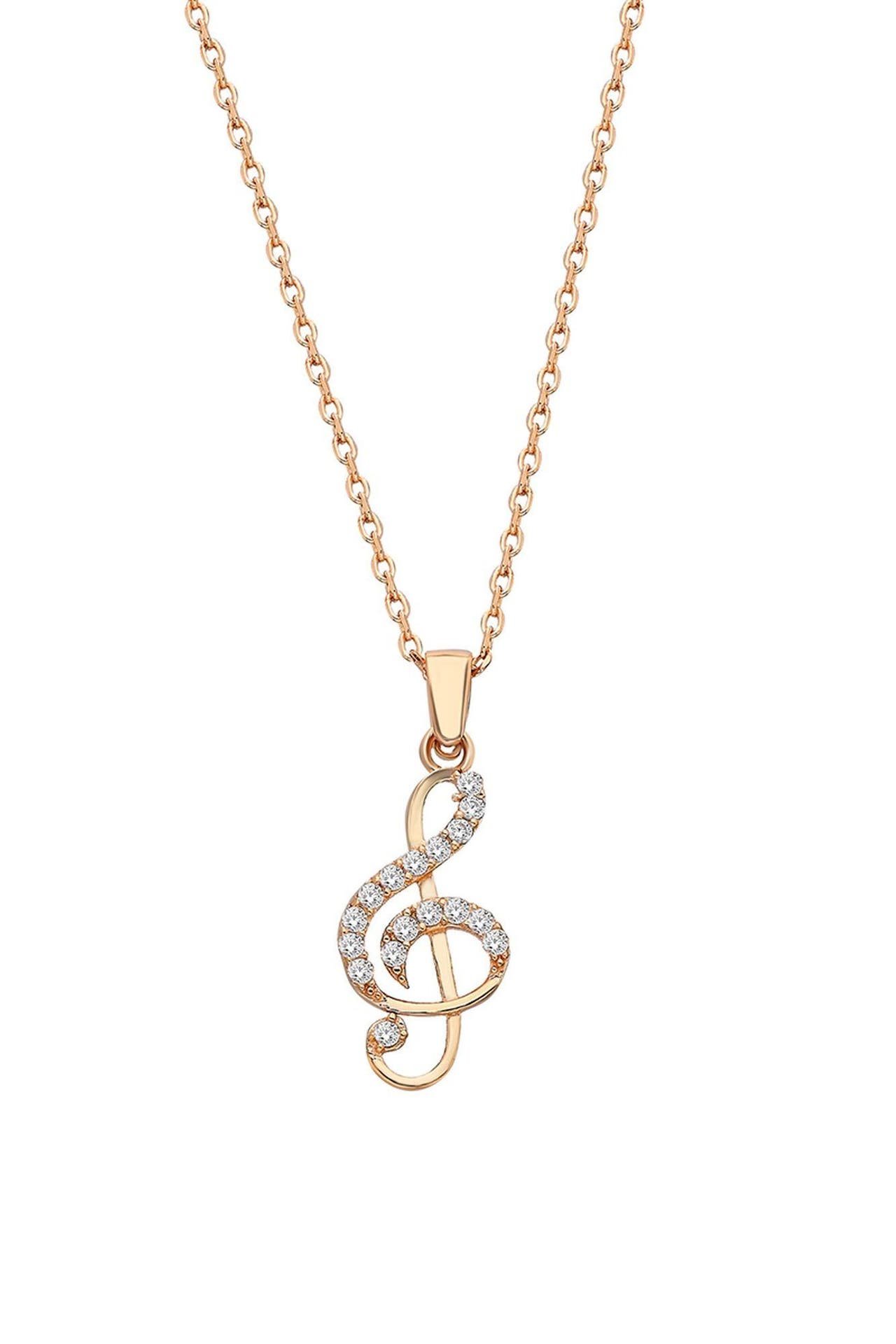 DKENIZ Kette 925/- Sterling Silber rosevergoldet Glänzend 46cm Zirkonia Weiß rot, Bild 1