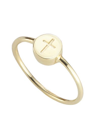 CAI Ring 925/- Sterling Silber vergoldet Kreuz gelb