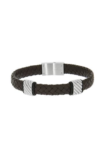 ZEEME Armband Lederband braun mit Edelstahlverschluss braun